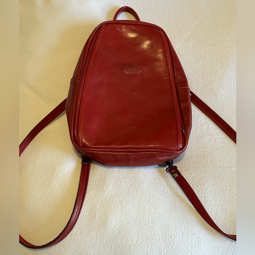 Red Italian leather backpack